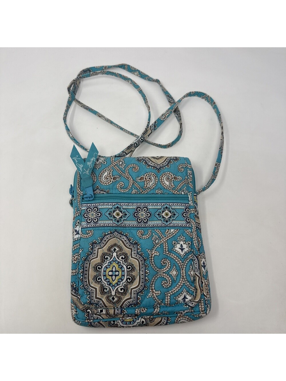Vera Bradley Mini Hipster Crossbody Bag Blue Quilted Cotton Paisley Retired